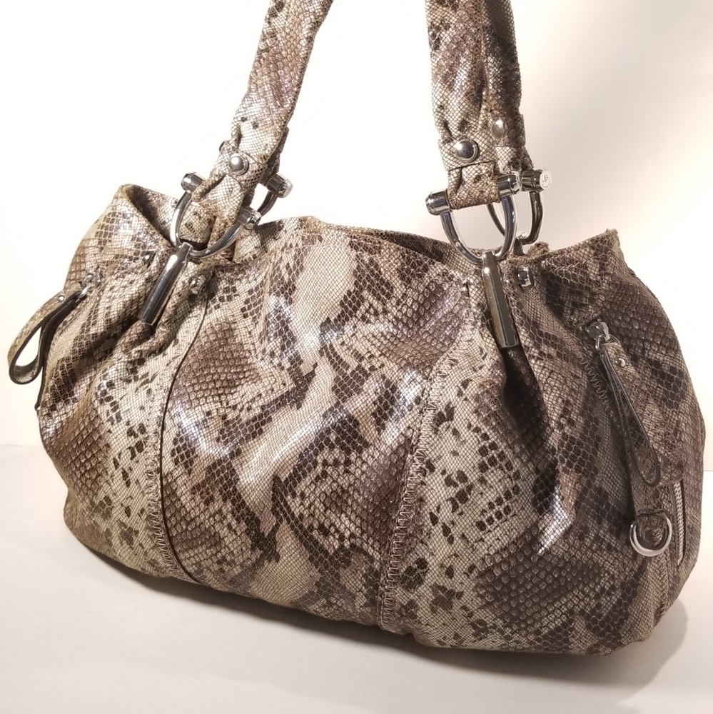 B Makowsky Python Printed Lthr Satchel - image 2